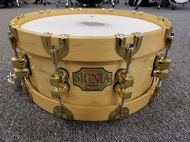 Premier 75th Anniversary Signia 14x5.5" 10-Lug Maple Snare Drum with Wood Hoops 1997 image 2