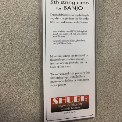 New Shubb 5th String FS Banjo Capo image 2
