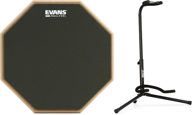 Evans RealFeel 2-Sided Pad - 12 inch Bundle with On-Stage Stands