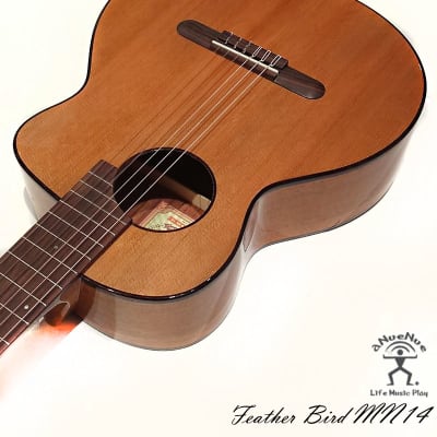 aNueNue MN14E Feather Bird Solid Cedar & Mahogany Nylon Travel Classical Guitar with pickup image 6